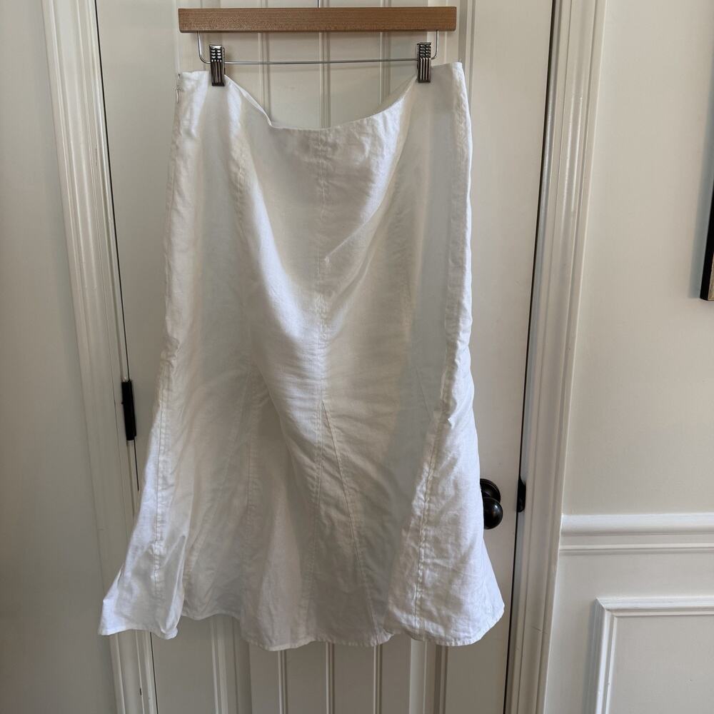 Vintage Kim Roger’s 100% Linen White Pleated Midi Skirt Women's Size 16 - Picture 3 of 9